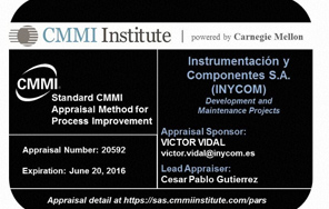 Inycom valorada en el nivel CMMI 2